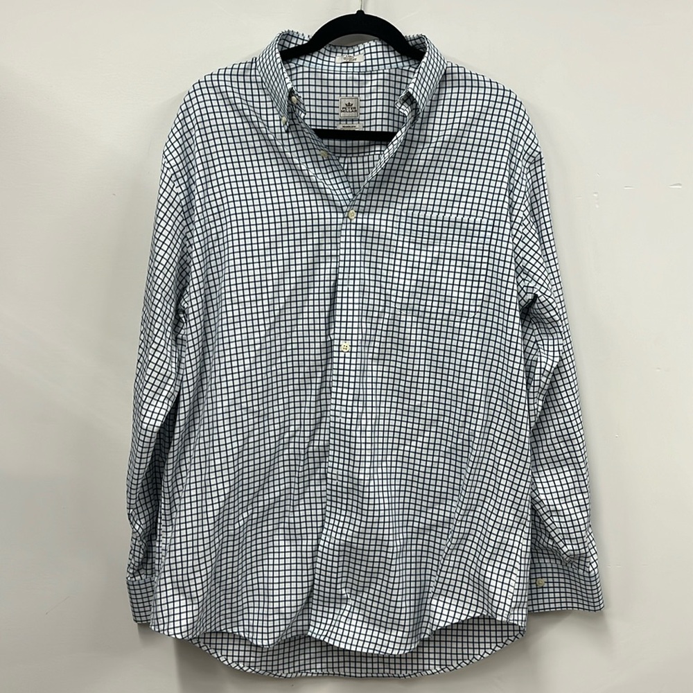 Peter Millar long sleeve blue white long sleeve button down cotton shirt L